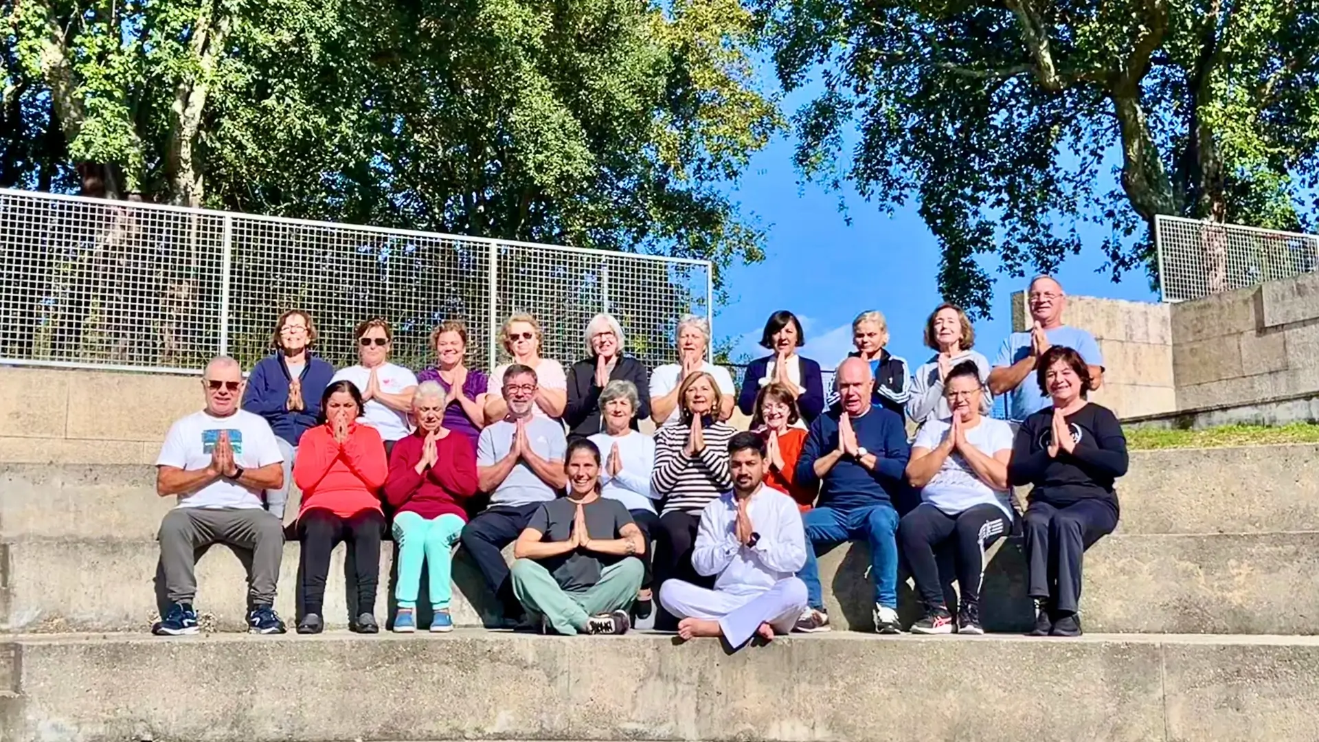 Adishesh Yoga School community gathered in serene Rishikesh retreat environment