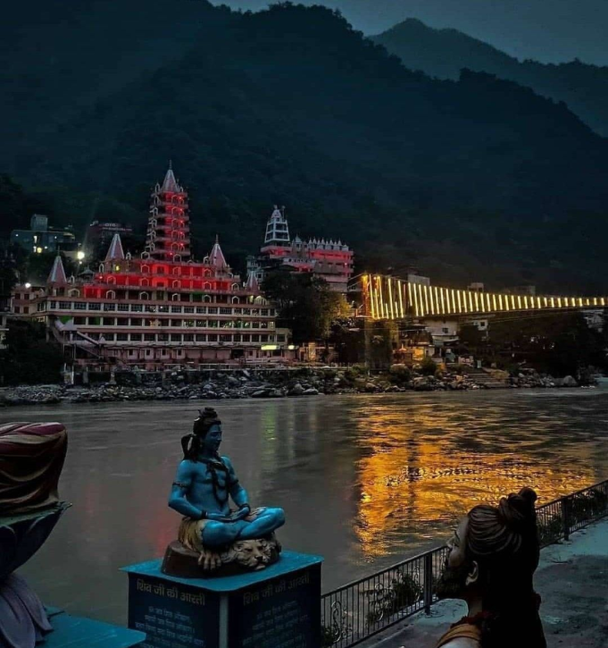 Panoramic view from bhootnath Temple Rishikesh with Ganga river