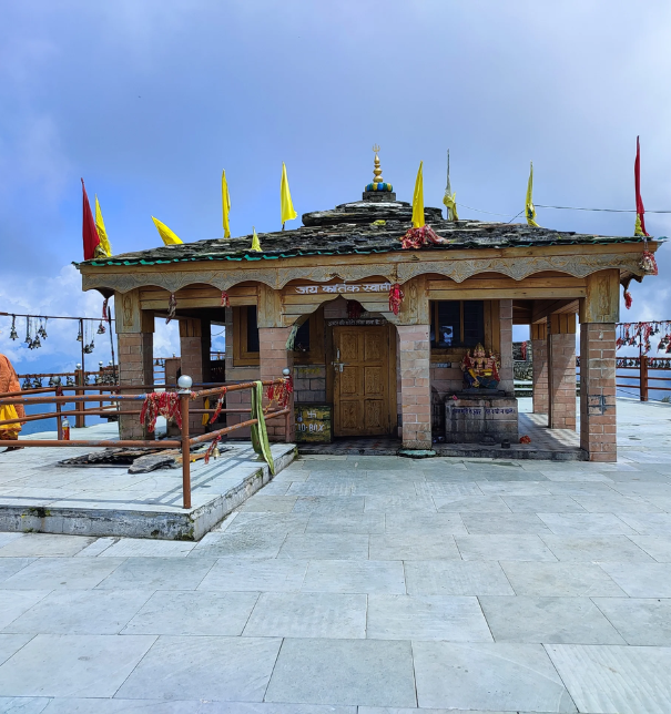 Kartik Swami Temple hilltop shrine with Himalayan views in Uttarakhand