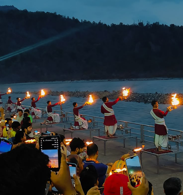 Ganga Aarti at Triveni Ghat Rishikesh evening ceremony