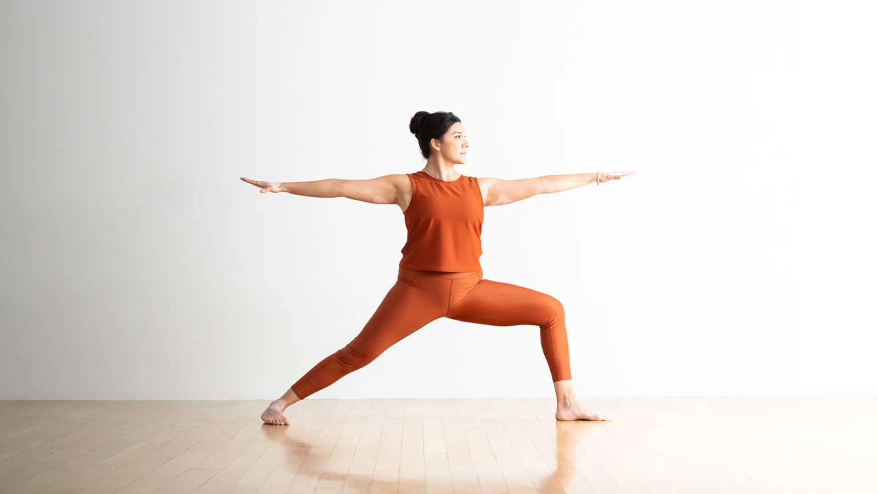 Warrior pose yoga for women toning legs thighs fat loss
