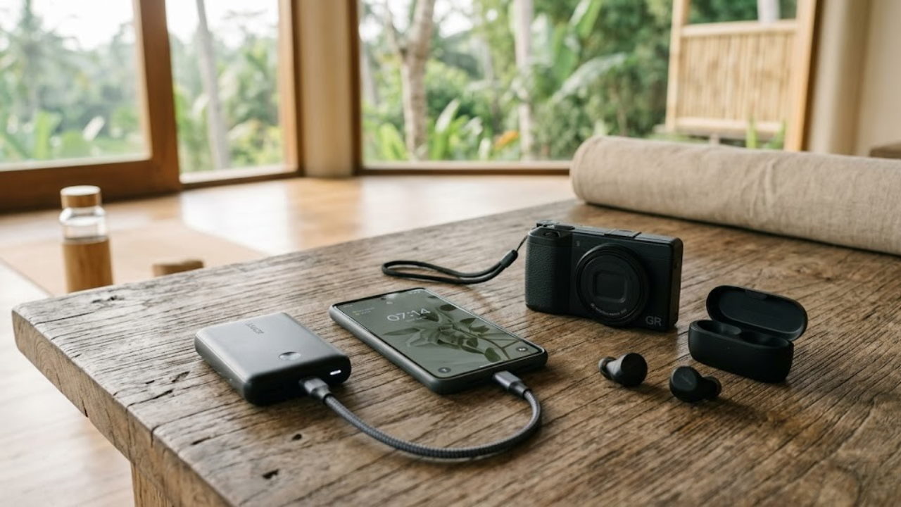 Minimal electronics packing guide for yoga retreat digital detox less screen time